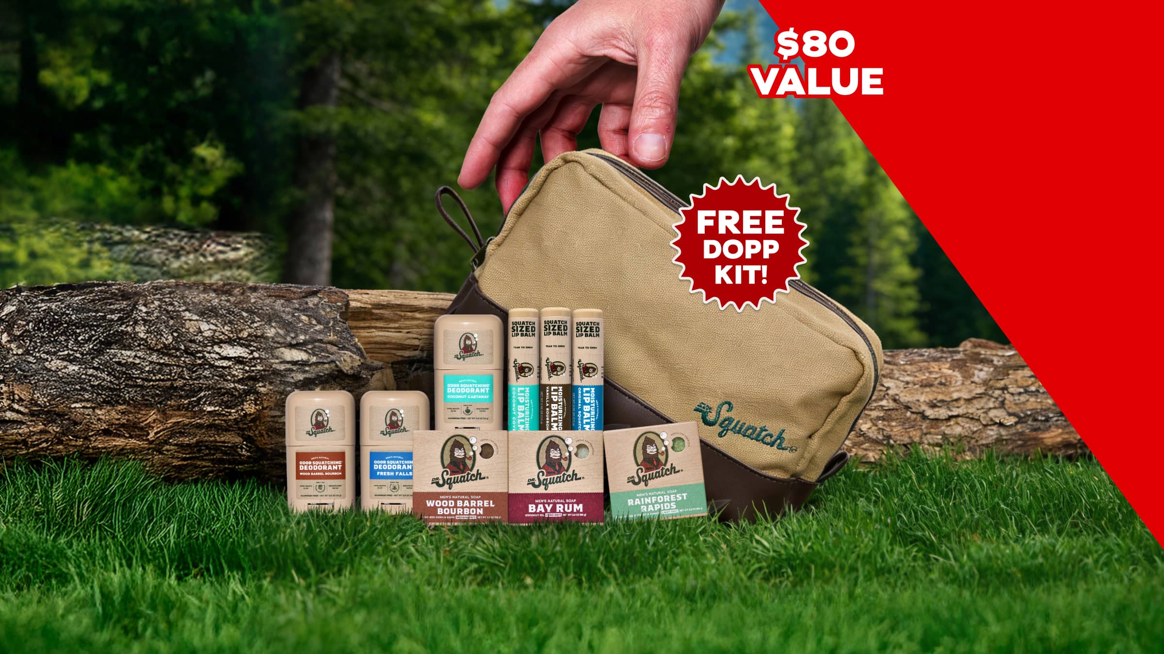 Dr. Squatch Moisturizing Travel Trio + FREE Dopp Kit